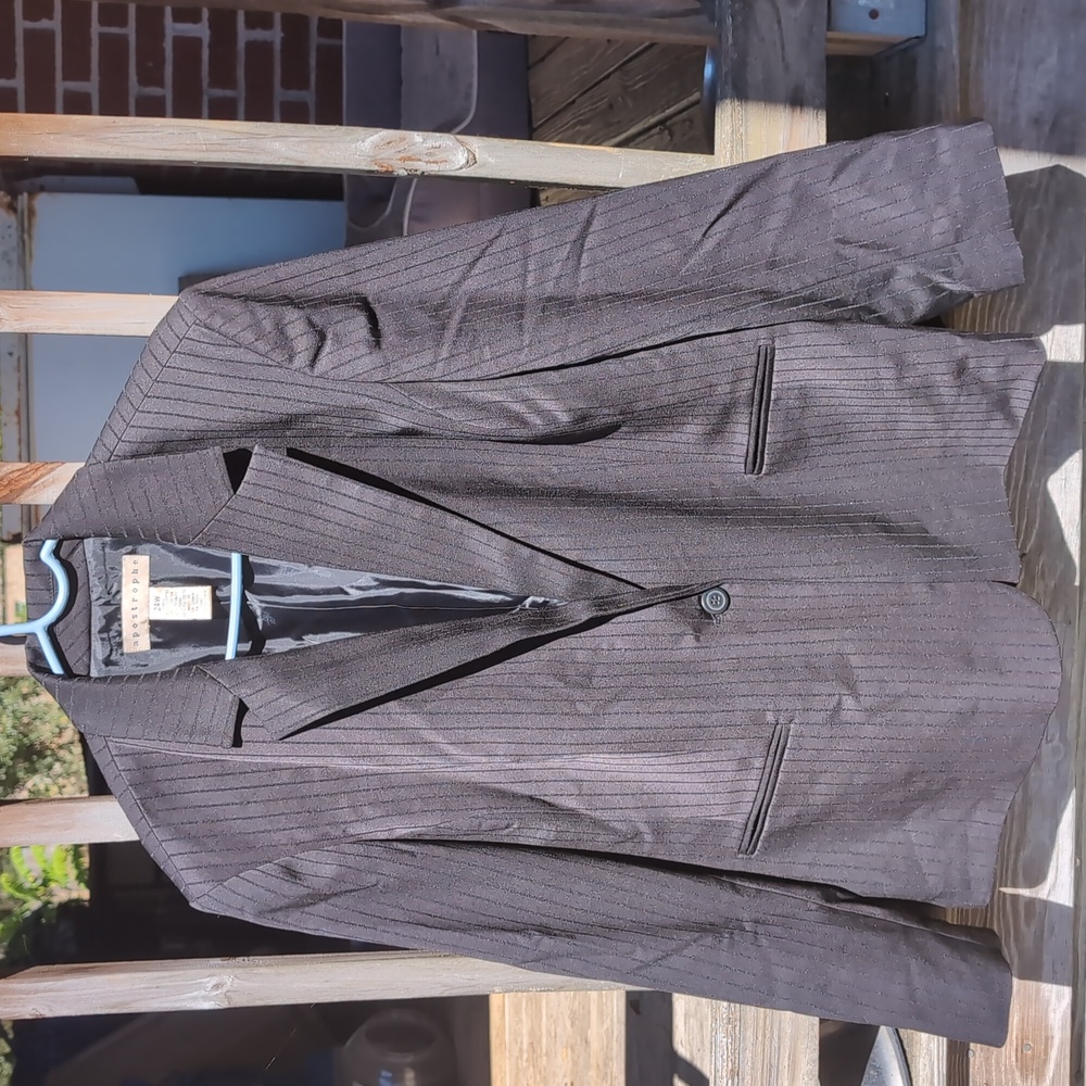 Apostrophe Black Pinstripe Blazer Suit Jacket Plus Size Women's 24W